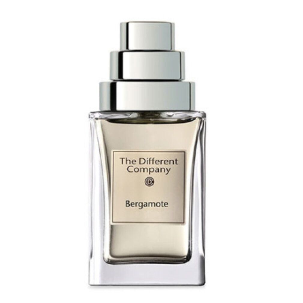 Flacone in vetro con tappo argentato. Scritta: The Different Company, Bergamote.