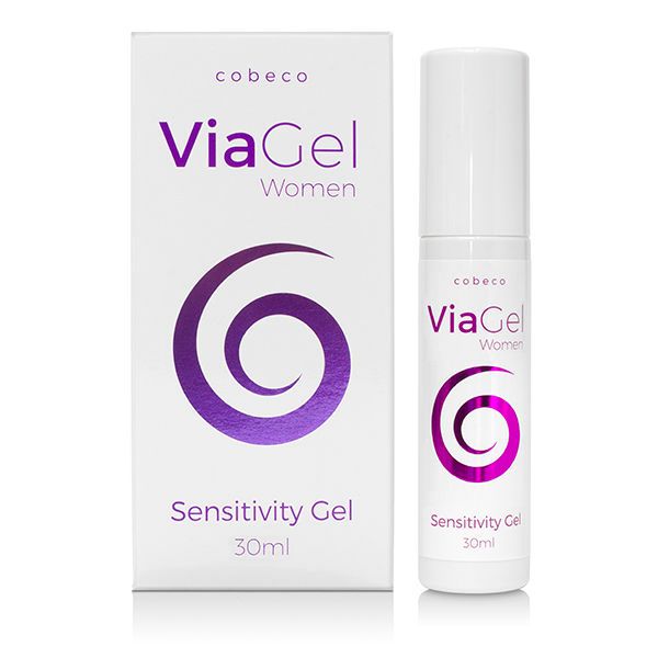 Flacone e confezione Cobeco ViaGel Women Sensitivity Gel, 30ml.