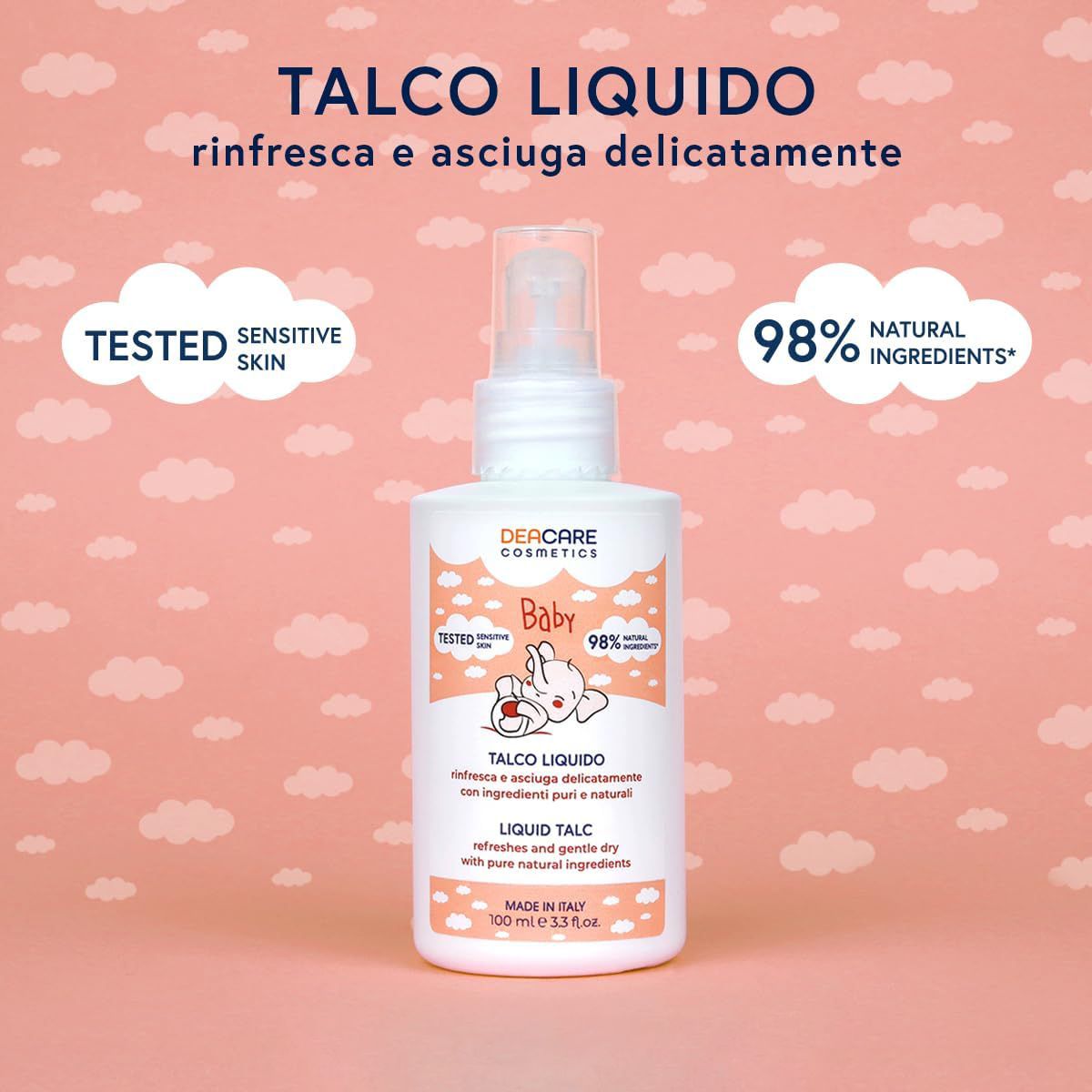 DEACARE Baby - Talco Liquido - Naturale - Bambini e Neonati - Rinfrescante