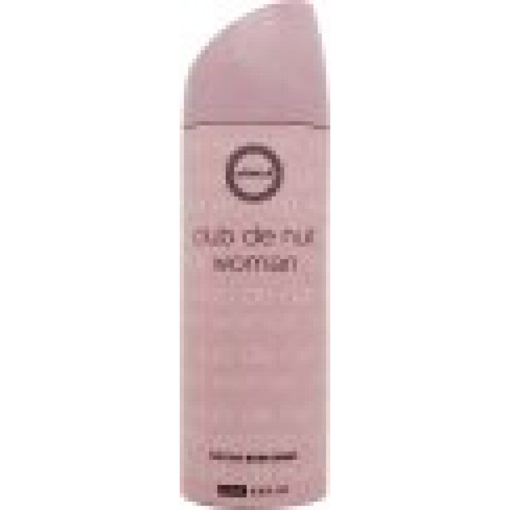 Flacone spray aerosol rosa. Scritta: Club de Nuit Woman. Marchio: Armaf. Spray corpo profumato.