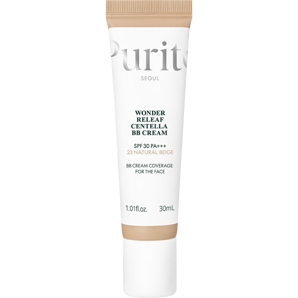 Tubo di Wonder Releaf Centella BB Cream, tonalità #23 Natural Beige. Tappo e tubo beige. Testo: SPF 30 PA+++, 30 ml.