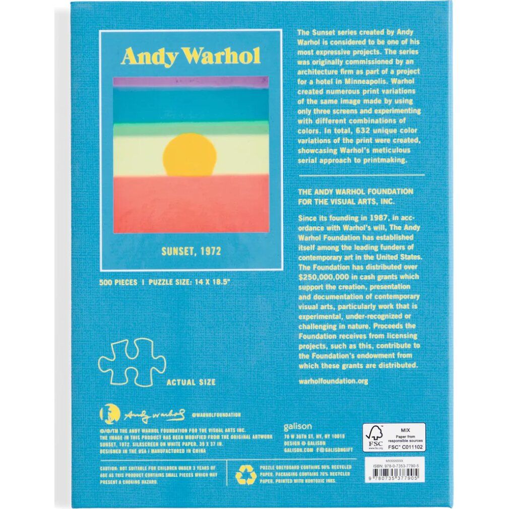 galison Puzzle Andy Warhol: Sunset 500 pezzi