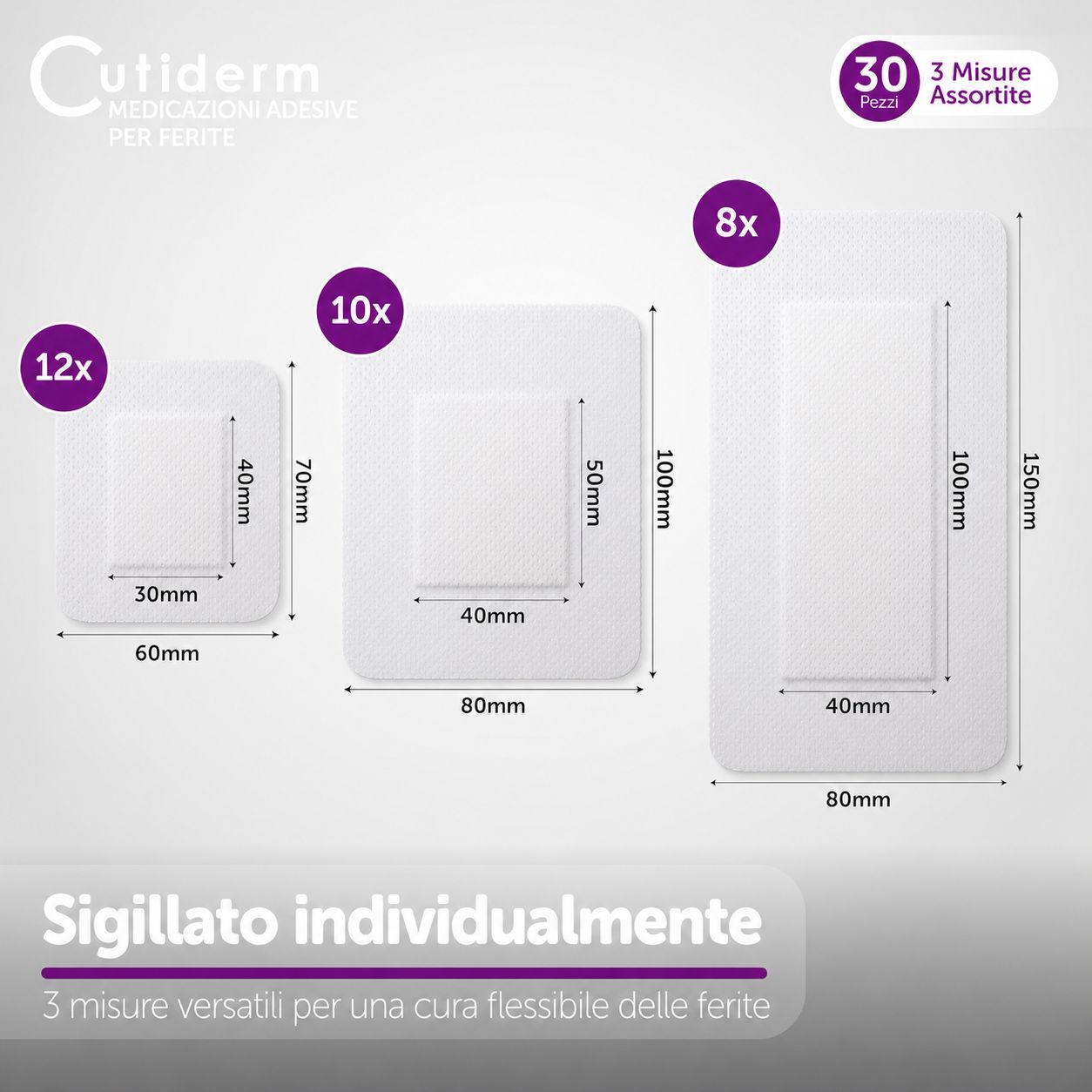 Bendaggio sterile per ferite Cutiderm