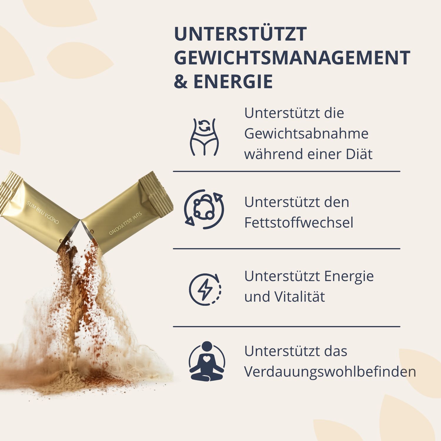 Golden Tree SlimBellyccino supporta gestione peso & energia. Metabolismo grassi, vitalità.