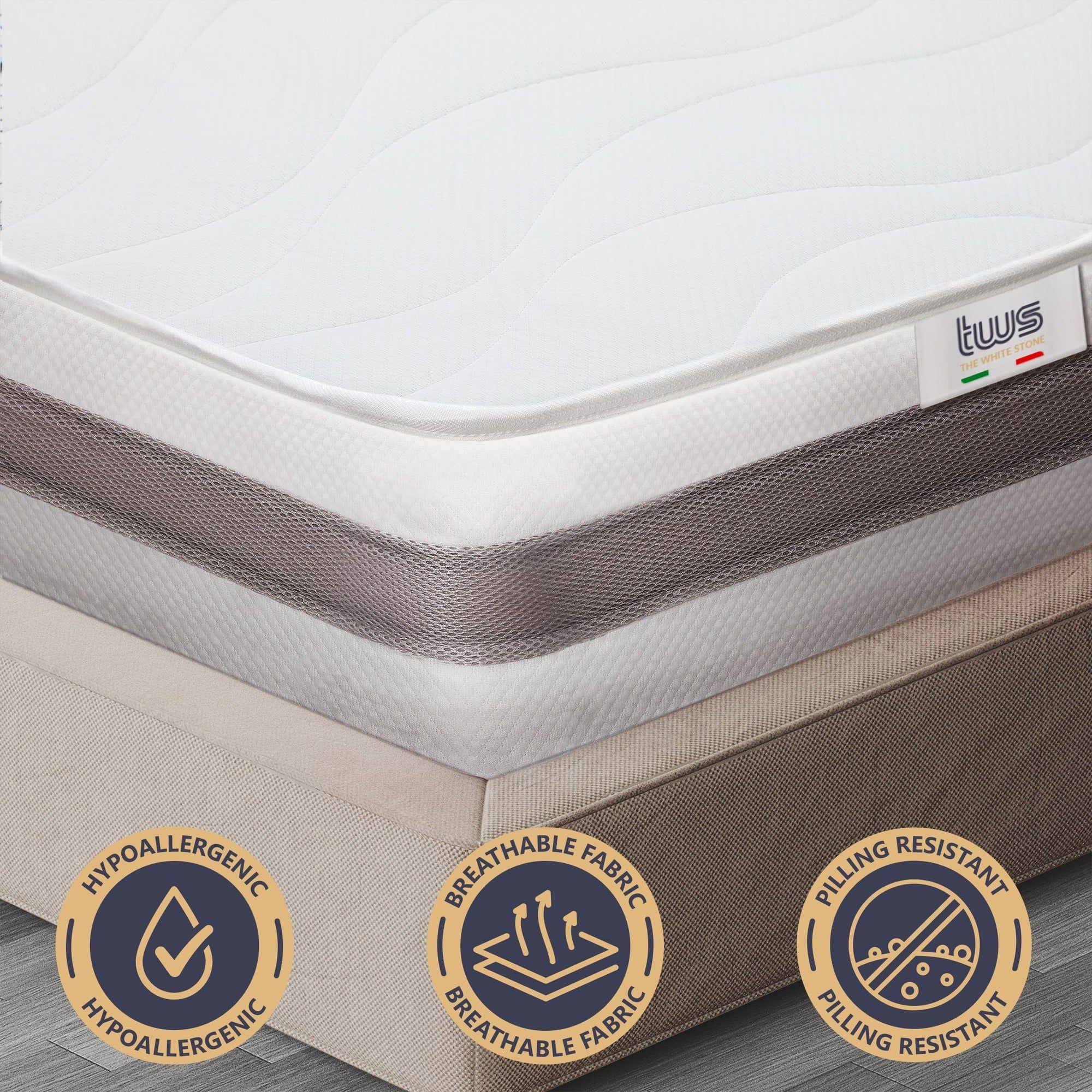 Materasso Una Piazza e Mezza 120x200 in Waterfoam Ipoallergenico, 20 cm ESSENTIAL