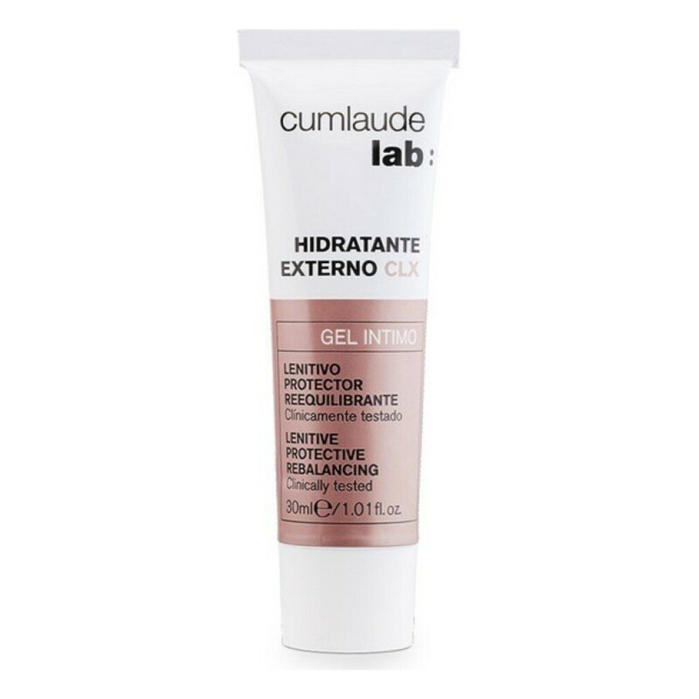 Tubo bianco con scritta 'cumlaude lab:' e 'HIDRATANTE EXTERNO CLX'. Testo in spagnolo e inglese. 30ml.