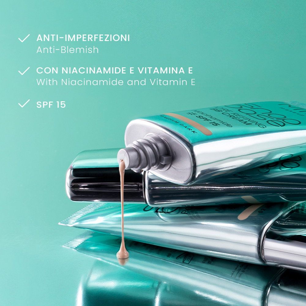 Tubo di crema con niacinamide e vitamina E, SPF 15.