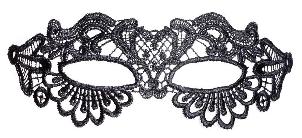 Maschera in pizzo nero con ritagli per occhi e naso.