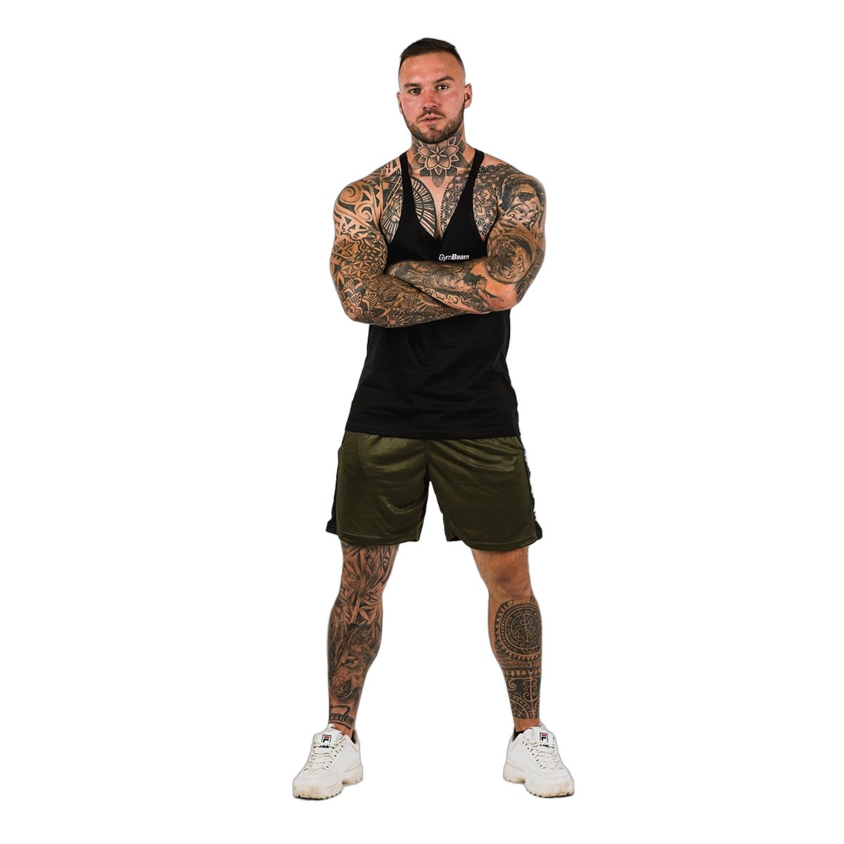 GymBeam Pantaloncini uomo regular Vertical verde militare