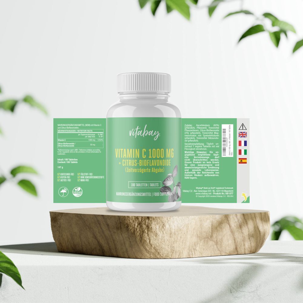 Vitabay Vitamina C 1000 mg con bioflavonoidi agrumi, 100 compresse.