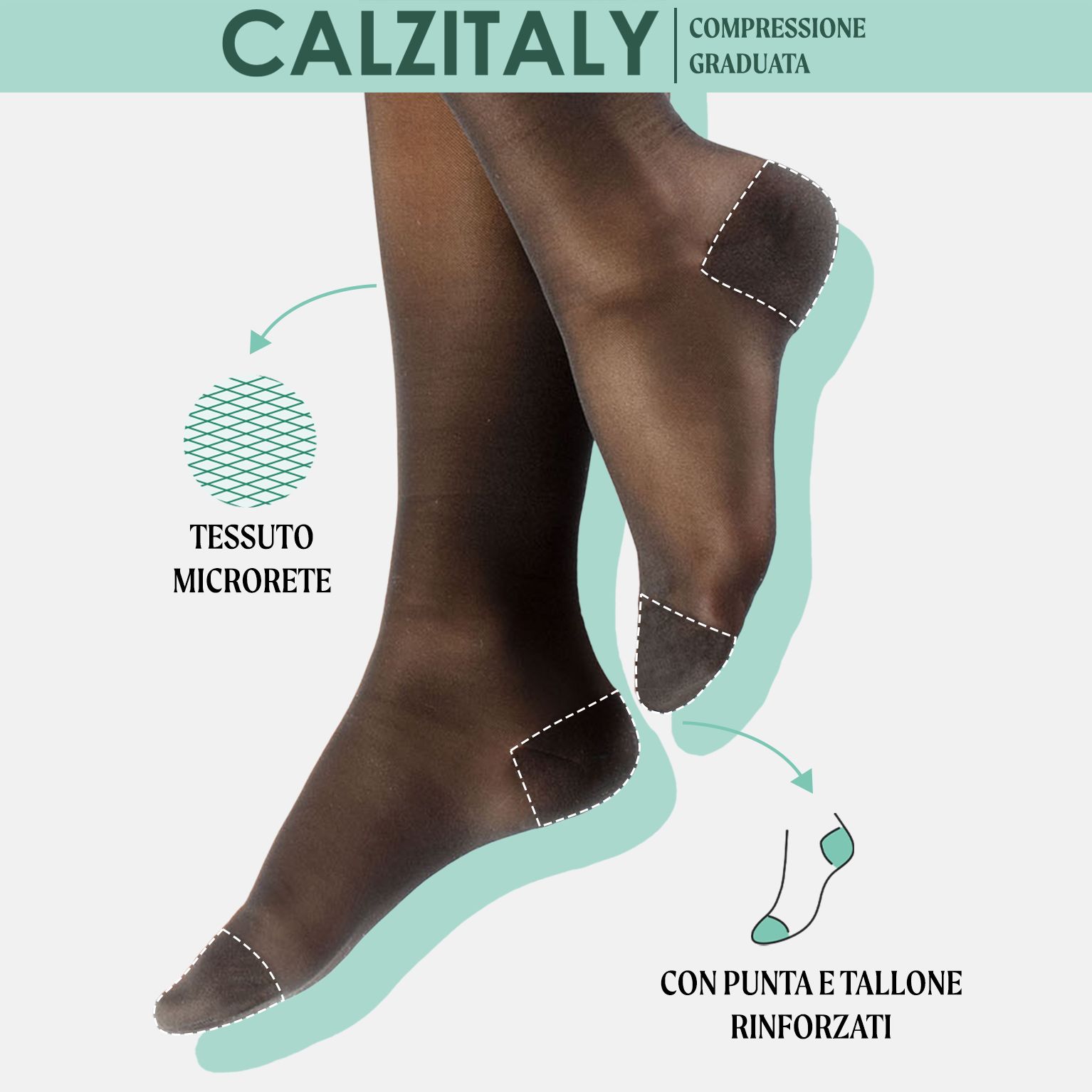 CALZITALY Collant Compressione Graduata Media 70 den, Calze Elastiche ...