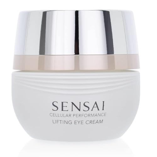 Vaso bianco Sensai Cellular Lifting Eye Cream con coperchio argentato. Scritta Sensai e nome del prodotto.