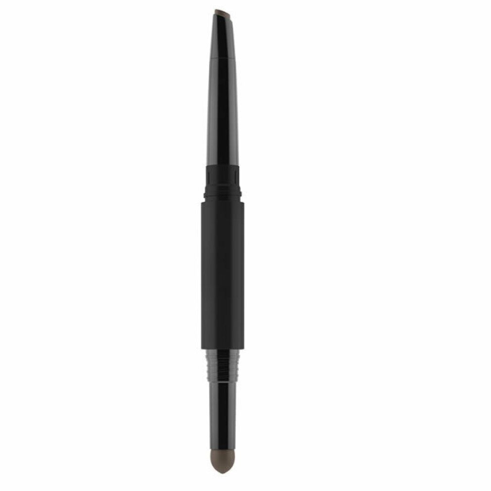 Matita sopracciglia bifacciale grigio-marrone con applicatore.