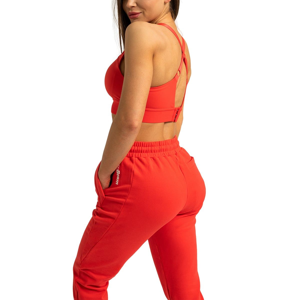 GymBeam Pantaloni tuta donna slim con coulisse e tasche Limitless Hot Red