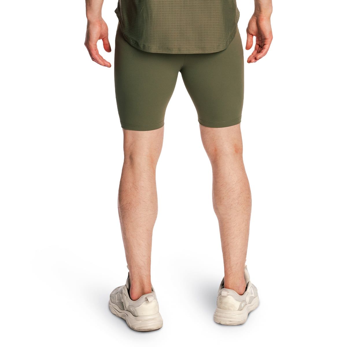 GymBeam Pantaloncini uomo Combat slim con elastico Olive Grey