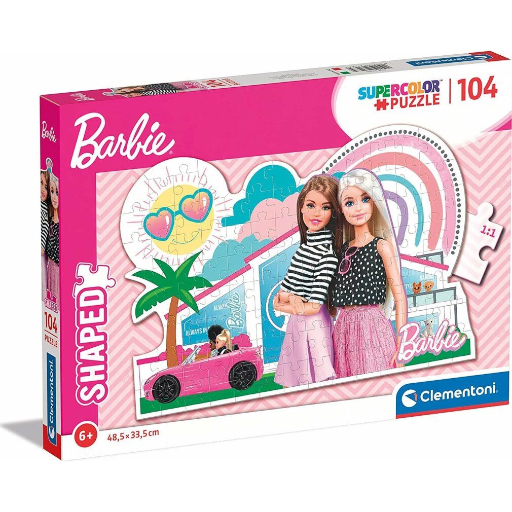 Puzzle Clementoni Barbie, 104 pezzi. Pezzi con Barbie, due bambole, auto, arcobaleno. Età consigliata 6+.