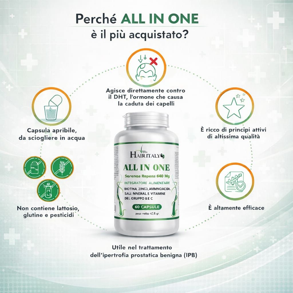 TRICO HAIR ITALY ALL IN ONE Integratore antiDHT Multivitaminico con Serenoa Repens