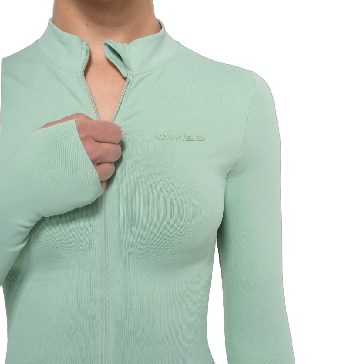 GymBeam Top sportivo donna Luma slim a maniche lunghe con zip Pistachio