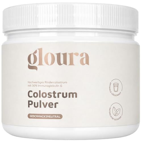 Gloura Premium Colostro Bovino in Polvere con 30% Immunoglobuline – Puro, Senza Lattosio