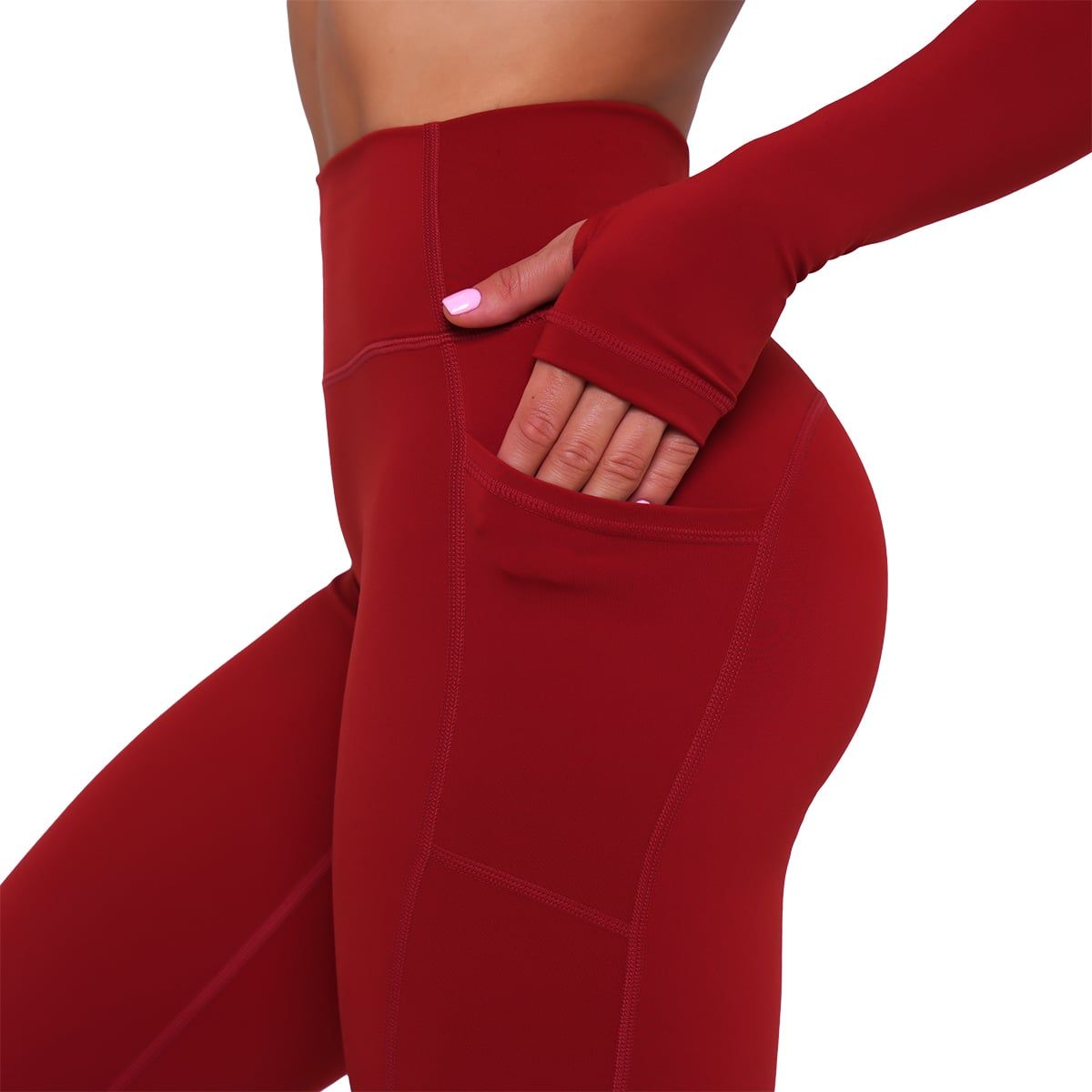 GymBeam Leggings donna Ignite a vita alta rosso scuro