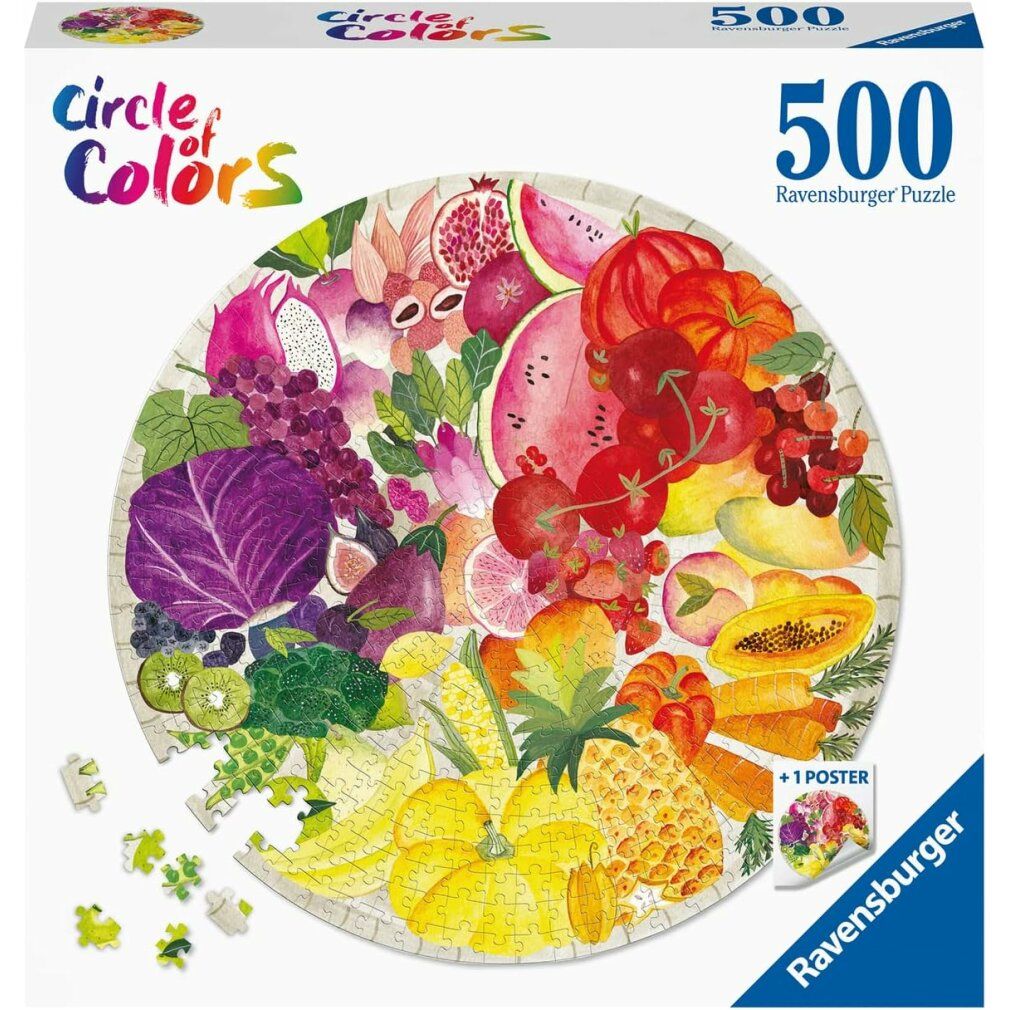Puzzle rotondo ravensburger Cerchio di colori: frutta e verdura 500 pezzi