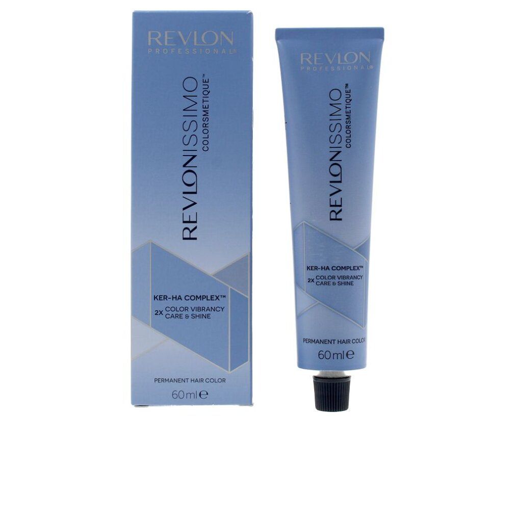 Tubo e scatola di Revlonissimo Colorsmetique 5,12-Light Pearly Brown. Contenuto: 60 ml. Marchio e dettagli visibili.