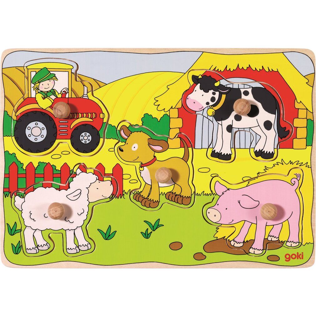 Puzzle in legno goki Nella fattoria