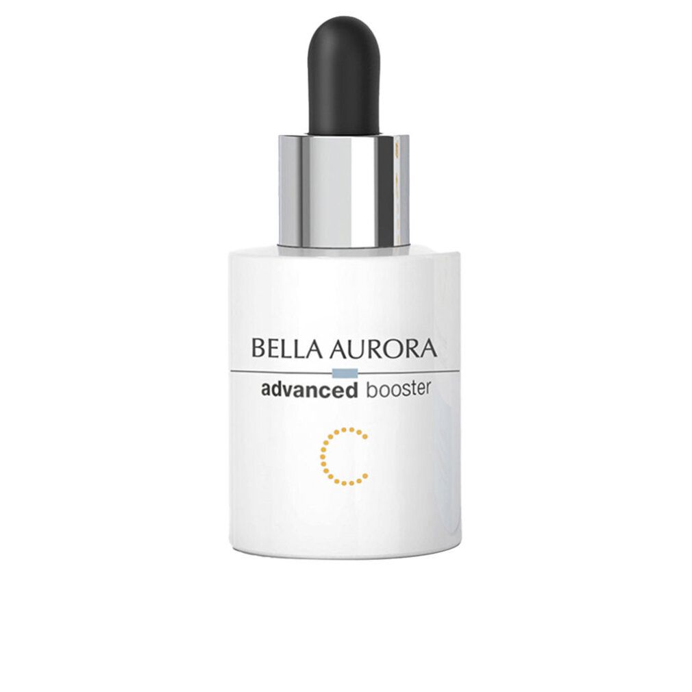 Flacone di siero bianco con pipetta nera. Scritta: Bella Aurora, advanced booster, C.