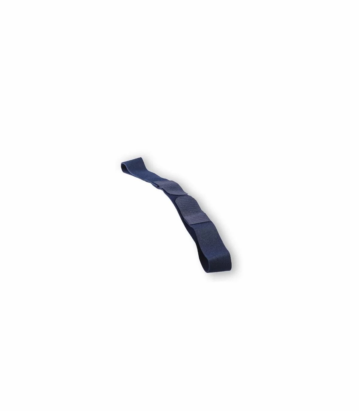 Cinturino correttore di postura blu scuro con chiusure in velcro.