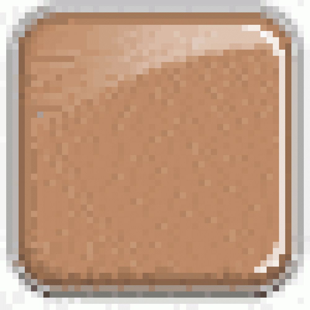 Superficie di trucco color crema quadrata in un contenitore quadrato argentato. Rappresentazione pixelata.