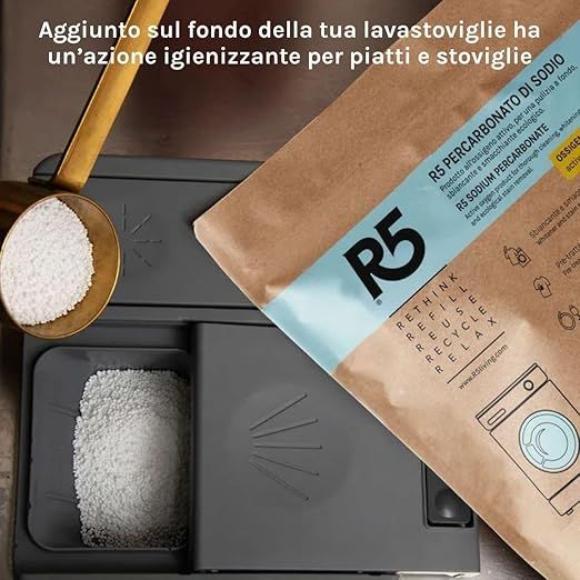 R5 Percarbonato di Sodio Polvere 500 g, Sbiancante, Smacchiante, Ecologico