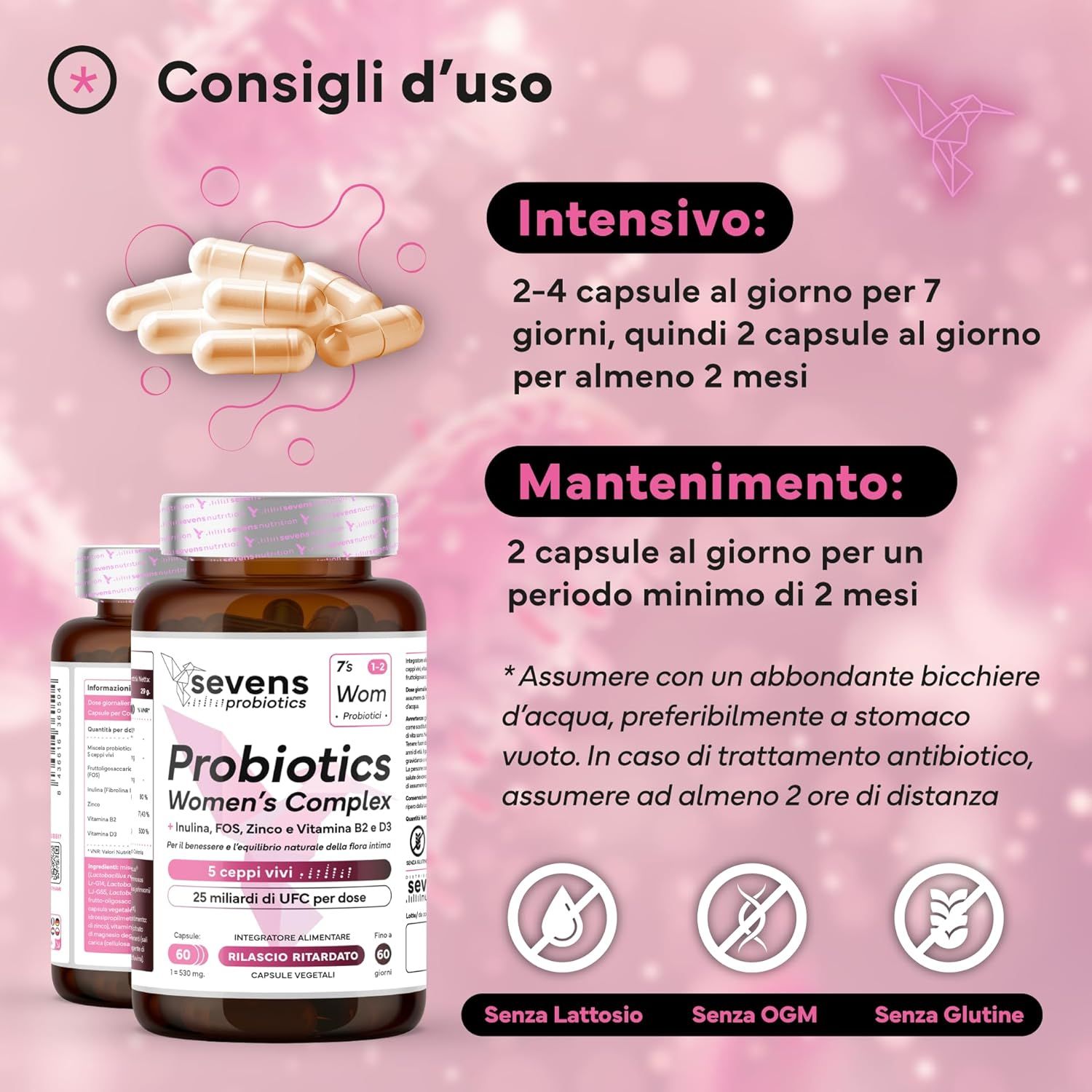 SEVENS NUTRITION Capsule Probiotiche per la Flora Intima Femminile