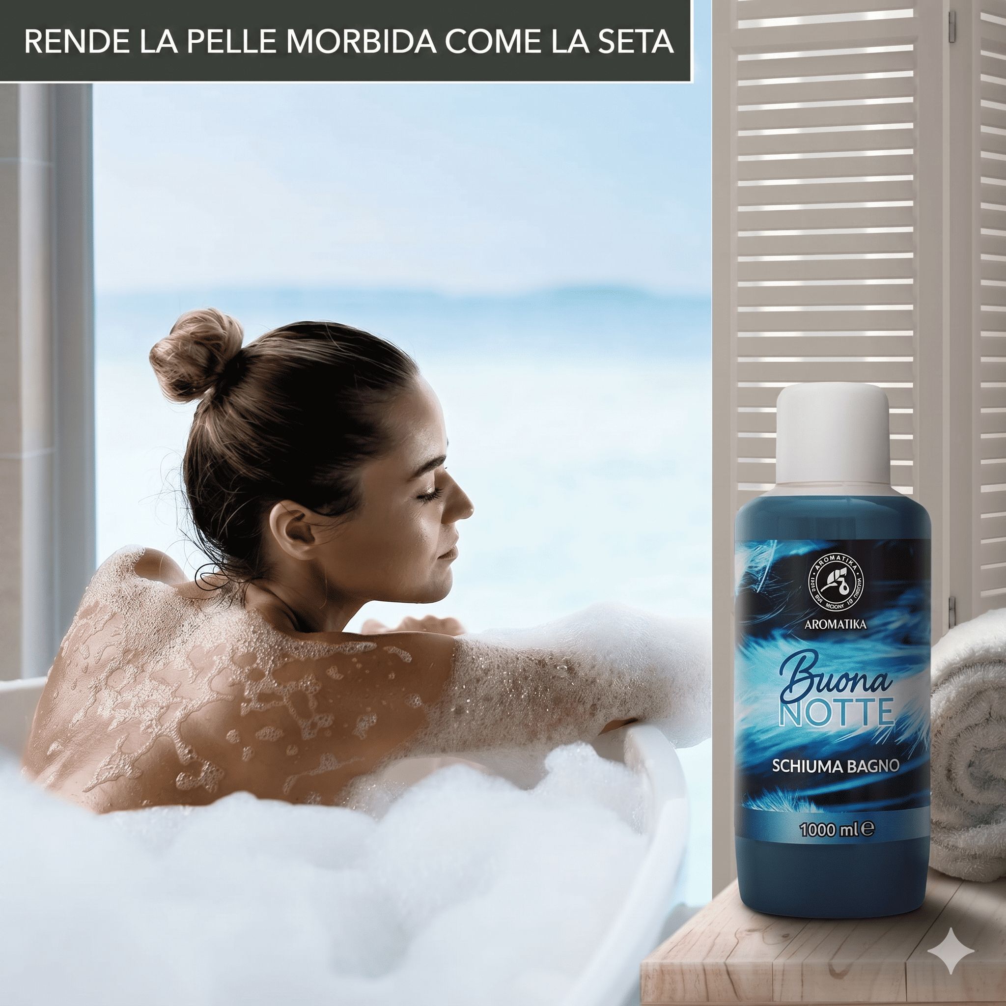AROMATIKA Schiuma da bagno Buona Notte con olio essenziale di lavanda