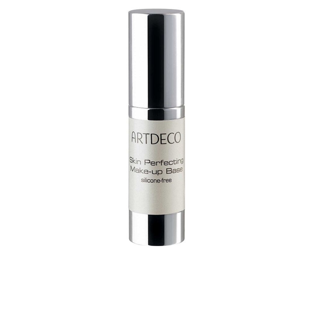 Artdeco Skin Perfecting Make-up Base, erogatore a pompa argentato con etichetta bianca.