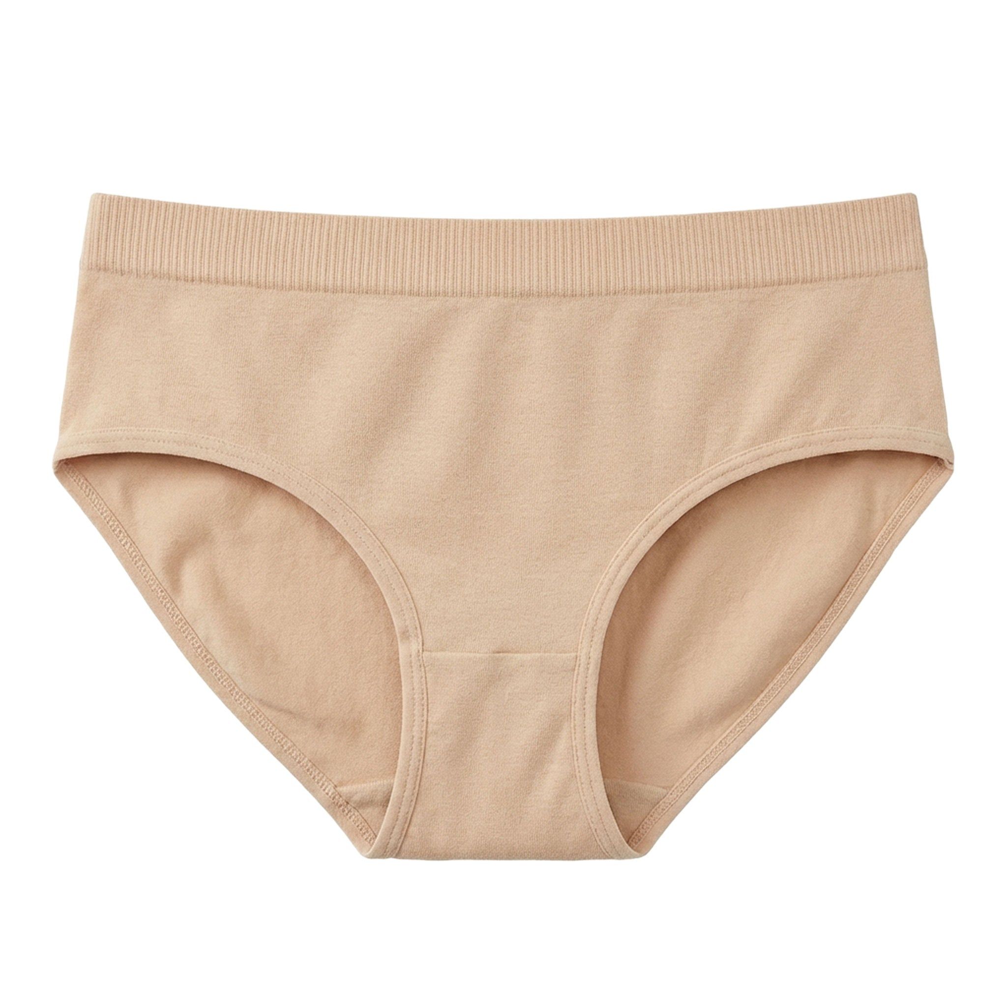 Slip premaman beige a vita bassa. Fascia a coste in vita.