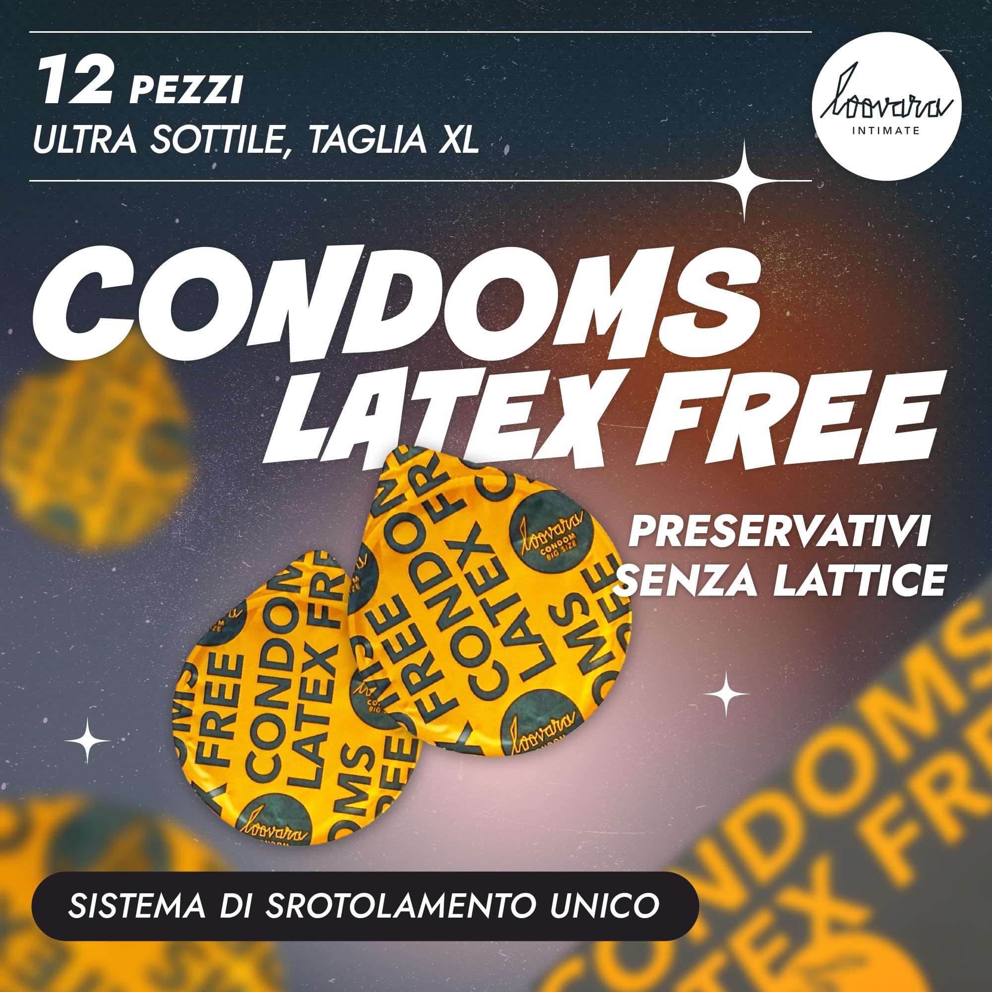Loovara Condom Latex Free XL: 12 pezzi, ultra sottile, sistema di srotolamento unico.