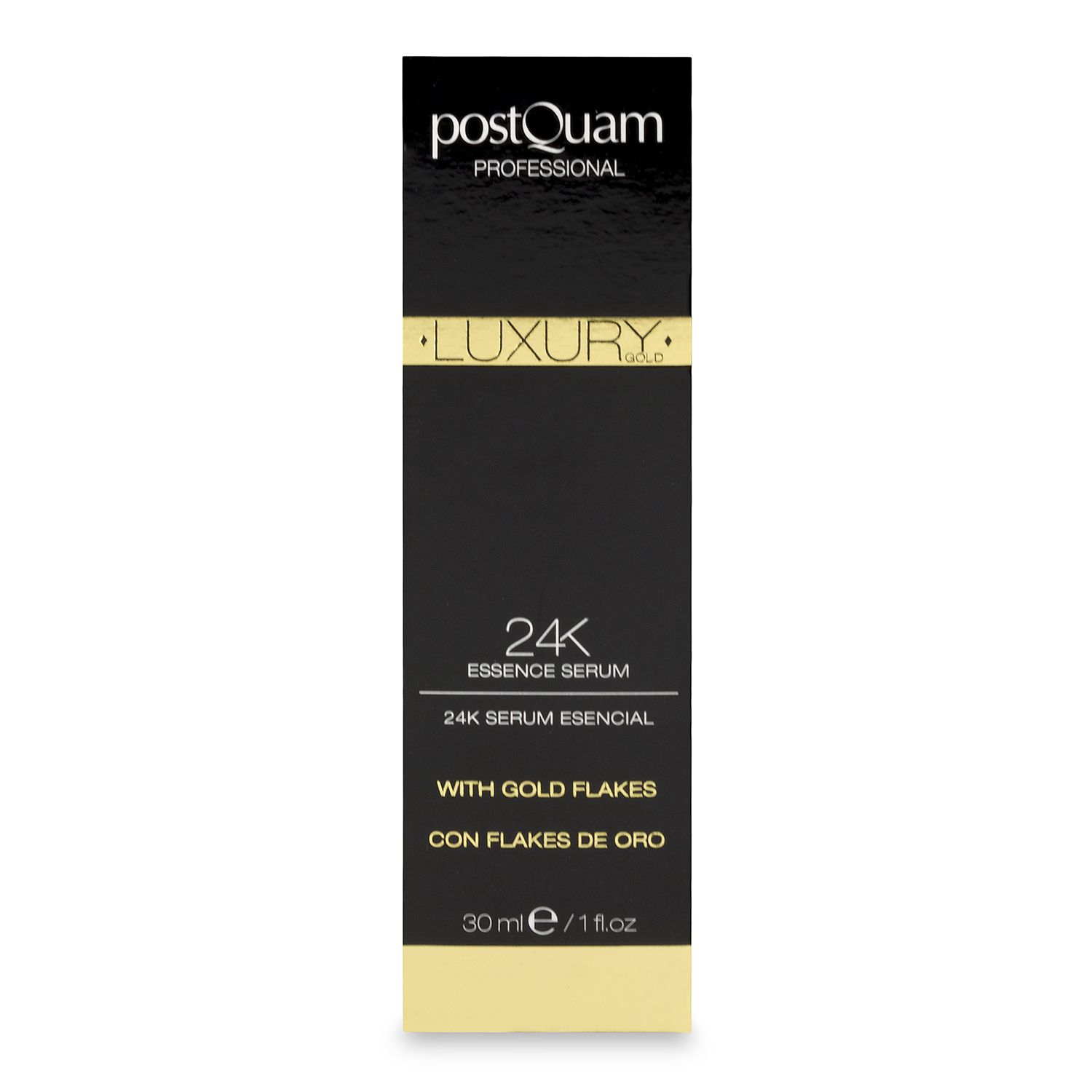 Confezione con scritta "Luxury 24K Essence Serum" e "30 ml".