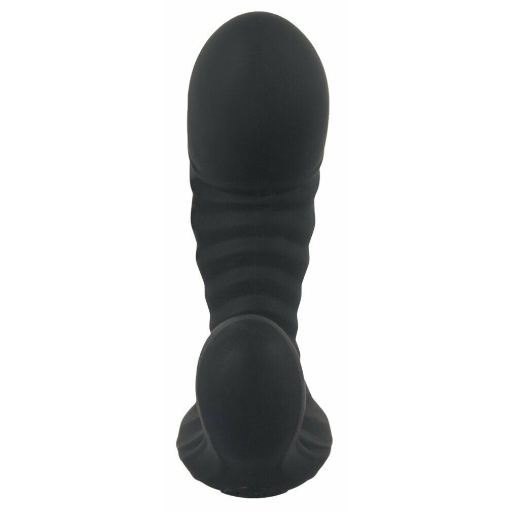 Vibratore G&P Spot nero, visto frontalmente, con albero a coste.