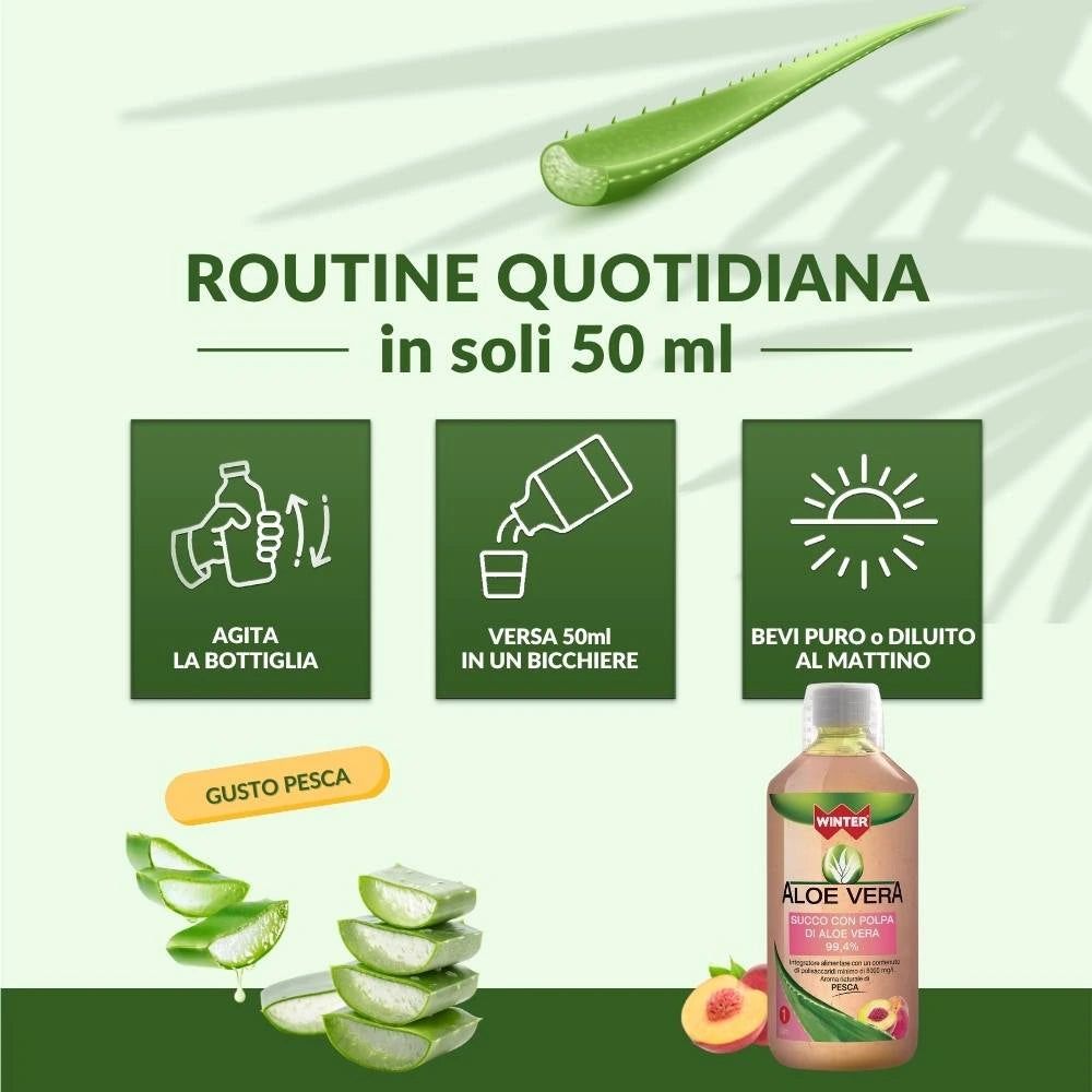 Winter Aloe Vera da Bere Gusto Pesca – Succo Naturale Senza Aloina