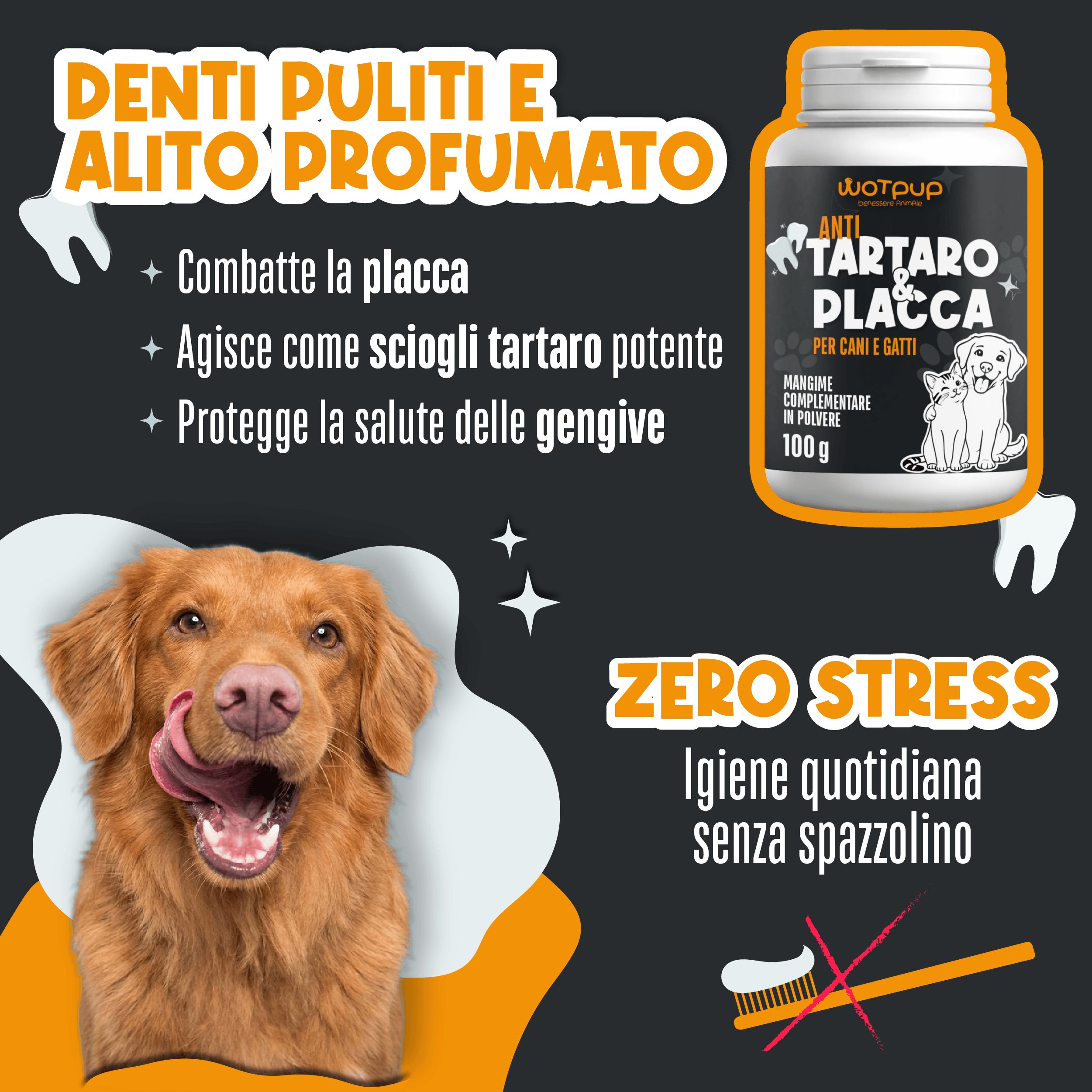 Pulizia Denti Cane e Gatto, Polvere Dentale Sciogli Tartaro e Placca | Dentifricio Senza Spazzolino