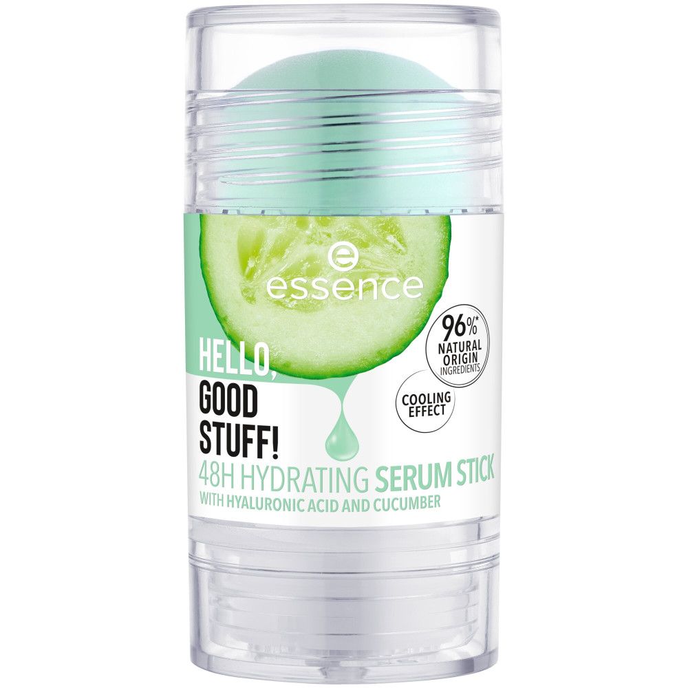 Stick siero con motivo cetriolo e scritta. Contiene il 96% di ingredienti naturali. Effetto rinfrescante. Contenitore trasparente.