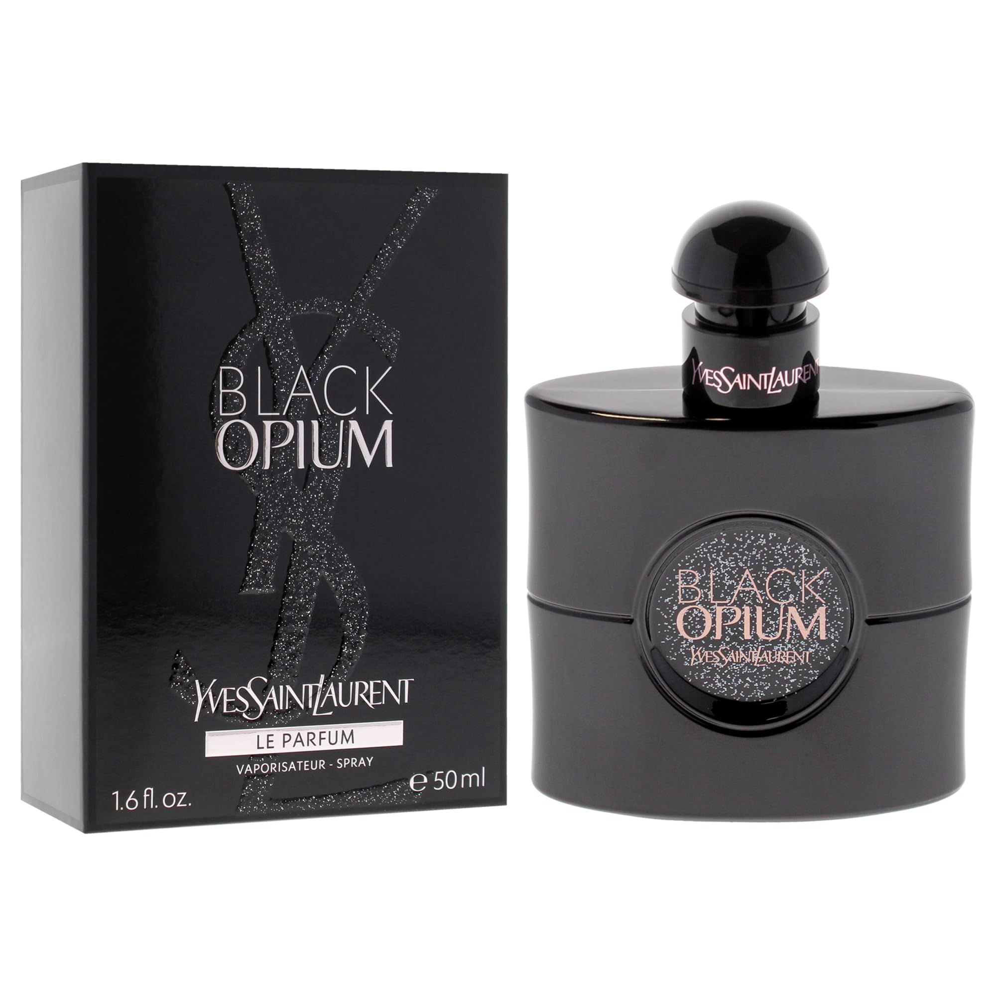 Yves Saint Laurent Black Opium Le Parfum Spray 50 ml confezione e flacone.