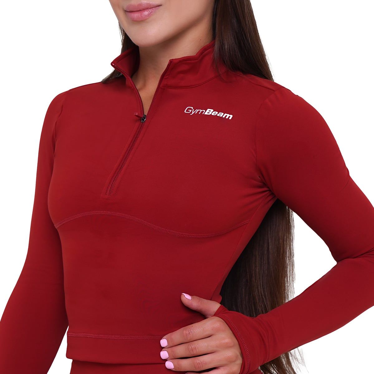 GymBeam Top donna Ignite cropped slim rosso scuro