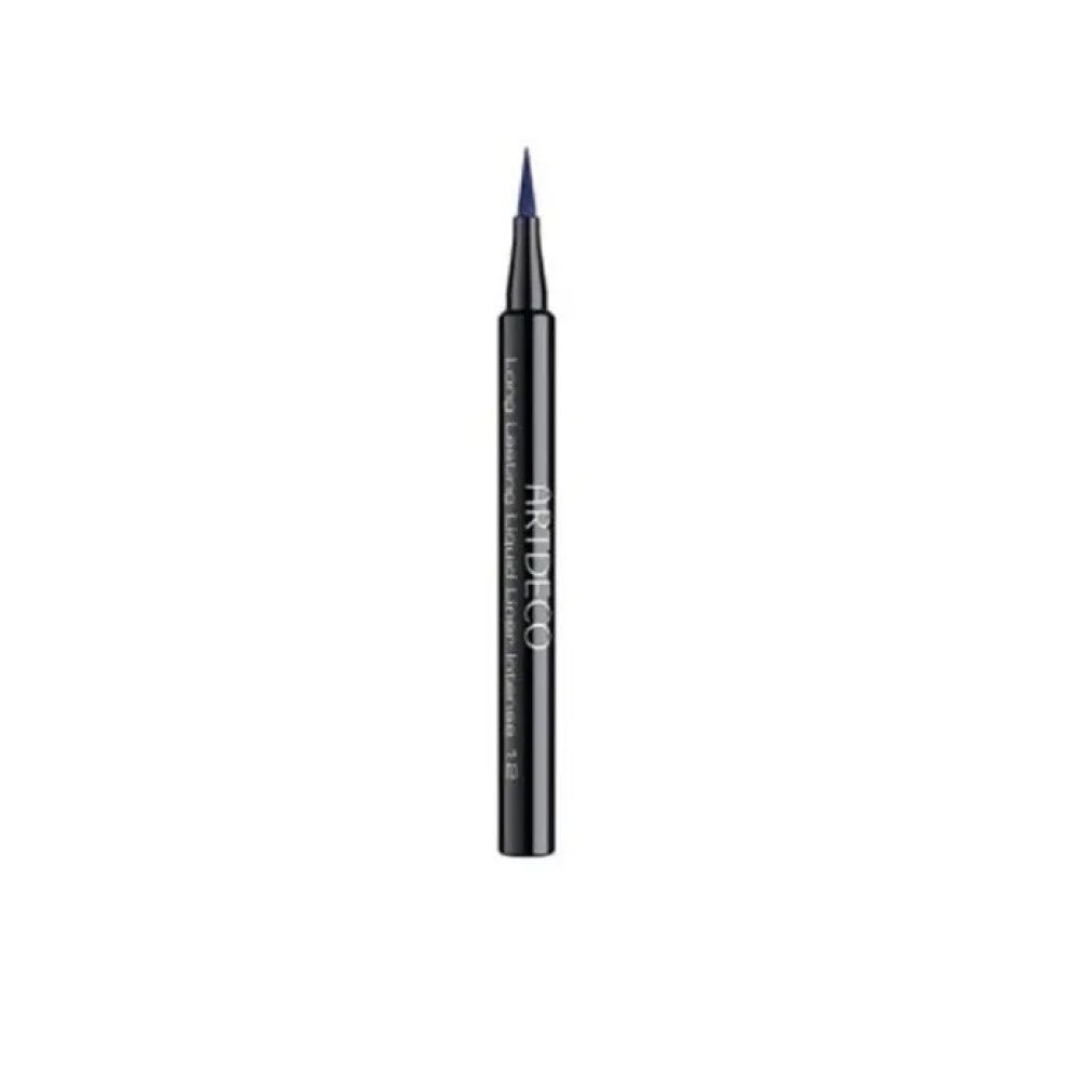 Eyeliner blu con corpo nero. Scritta: ARTDECO, Long Lasting Liquid Liner Intense 12.