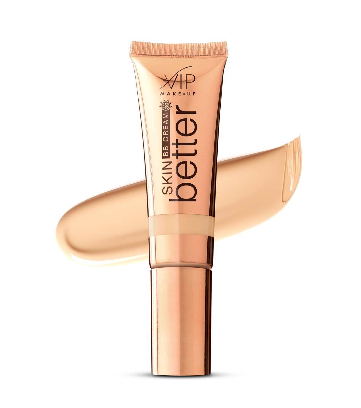 Tubo dorato "Better Skin BB Cream" con uno swatch della crema.