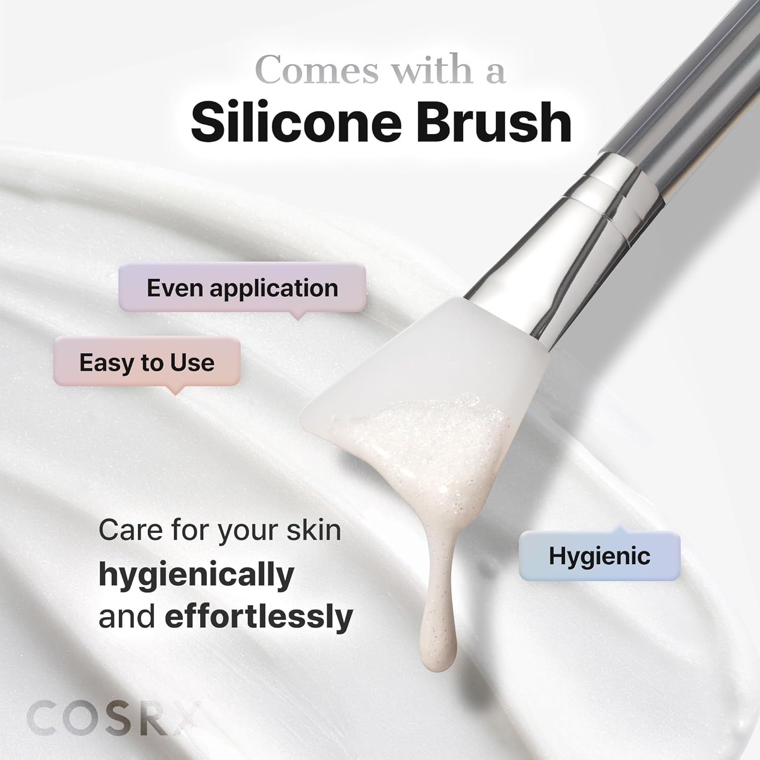 Pennello in silicone con PDRN Exosome Skinplaning Glaze Mask. Per un'applicazione uniforme e igienica.