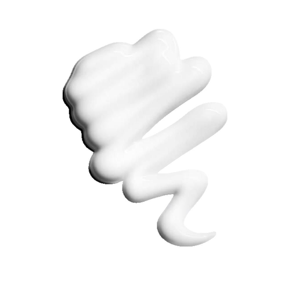 Prodotto bianco a forma di onda su sfondo bianco. Consistenza cremosa.