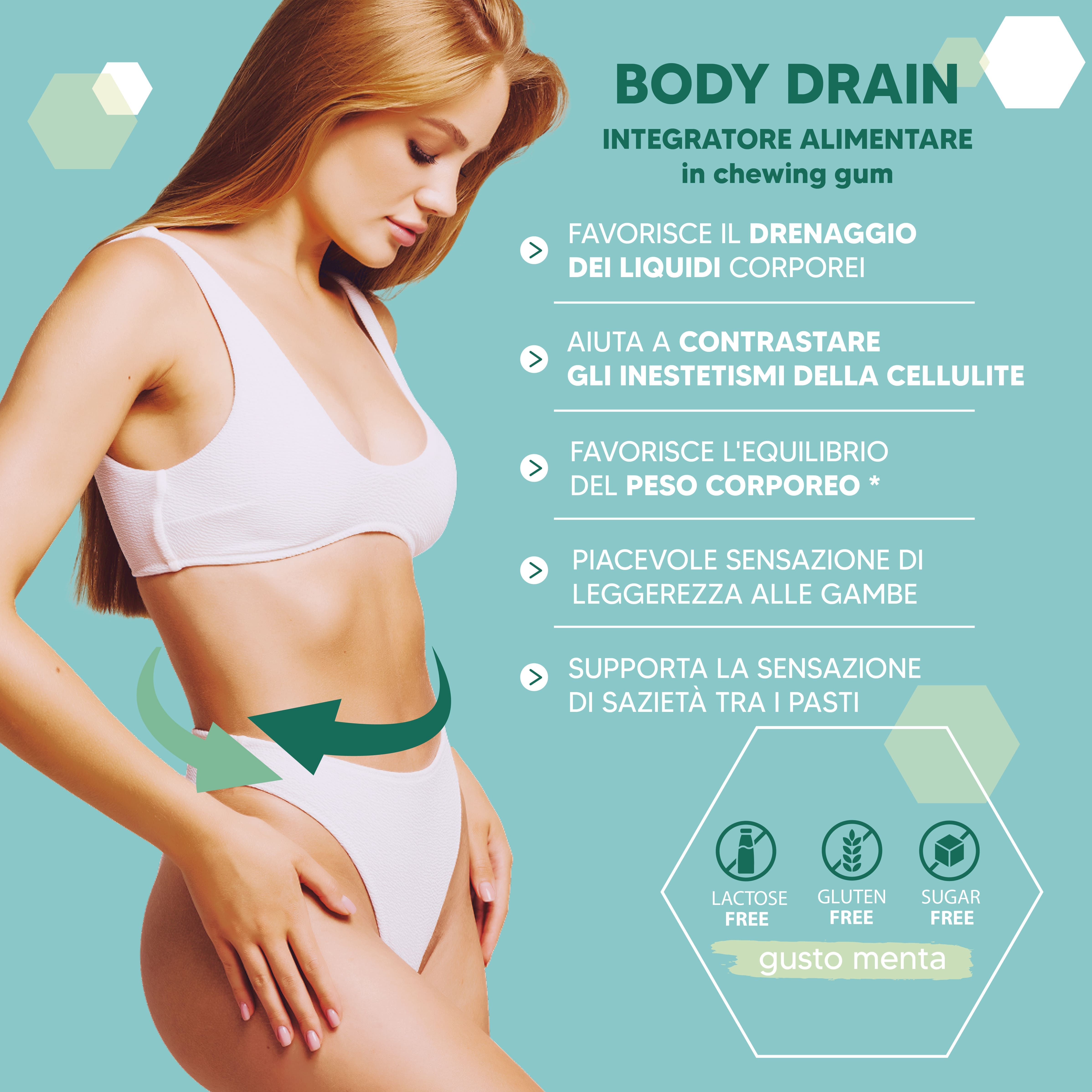 NTP Biotech - Body Drain Gum – integratore alimentare in chewing Gum per ritenzione idrica