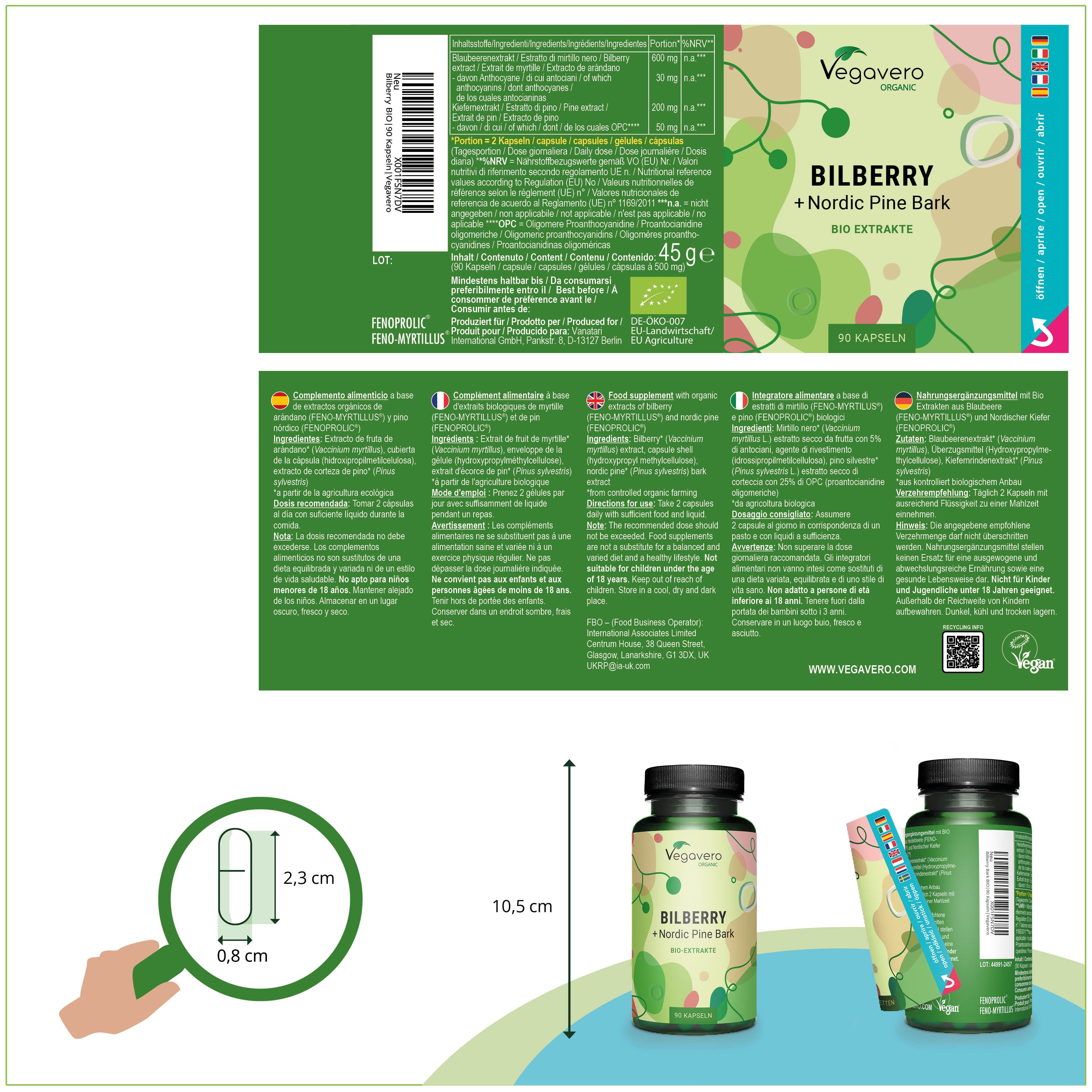 VEGAVERO Mirtillo Nero + Corteccia di Pino BIO,