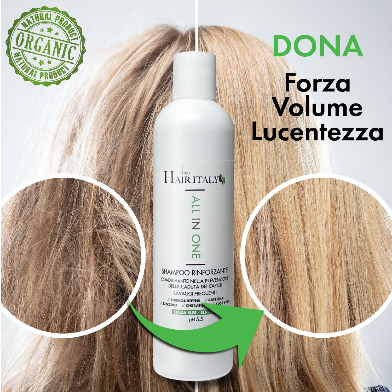 Trico Hair italy Shampoo Anticaduta, volumizzante con Serenoa repens 300 ml pH 5.5